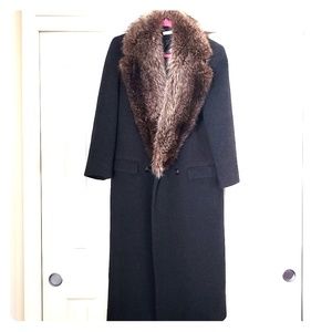 Vintage Perry Ellis Fur Trim Coat